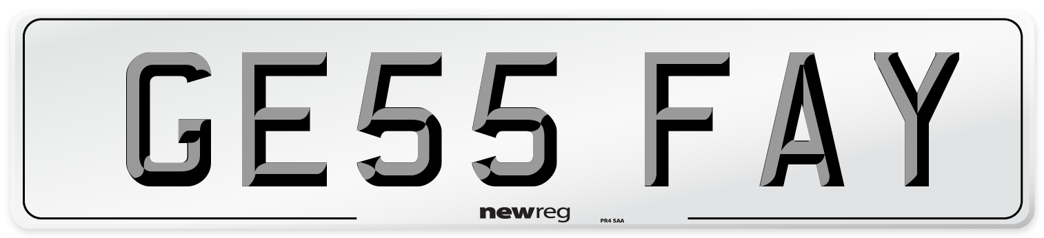 GE55 FAY Number Plate from New Reg